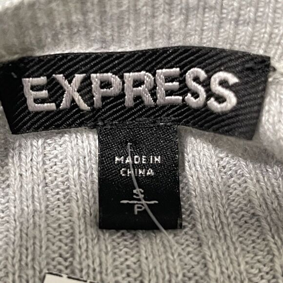 Express Sweater Women Small Gray Black Colorblock Two-Tone Asymmetrical Knit - Picture 2 of 9